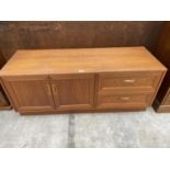 A RETRO TEAK G PLAN SIDEBOARD ENCLOSING TWO CUPBOARDS AND TWO DRAWERS, 52" WIDE