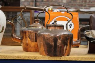 TWO LARGE COPPER KETTLES