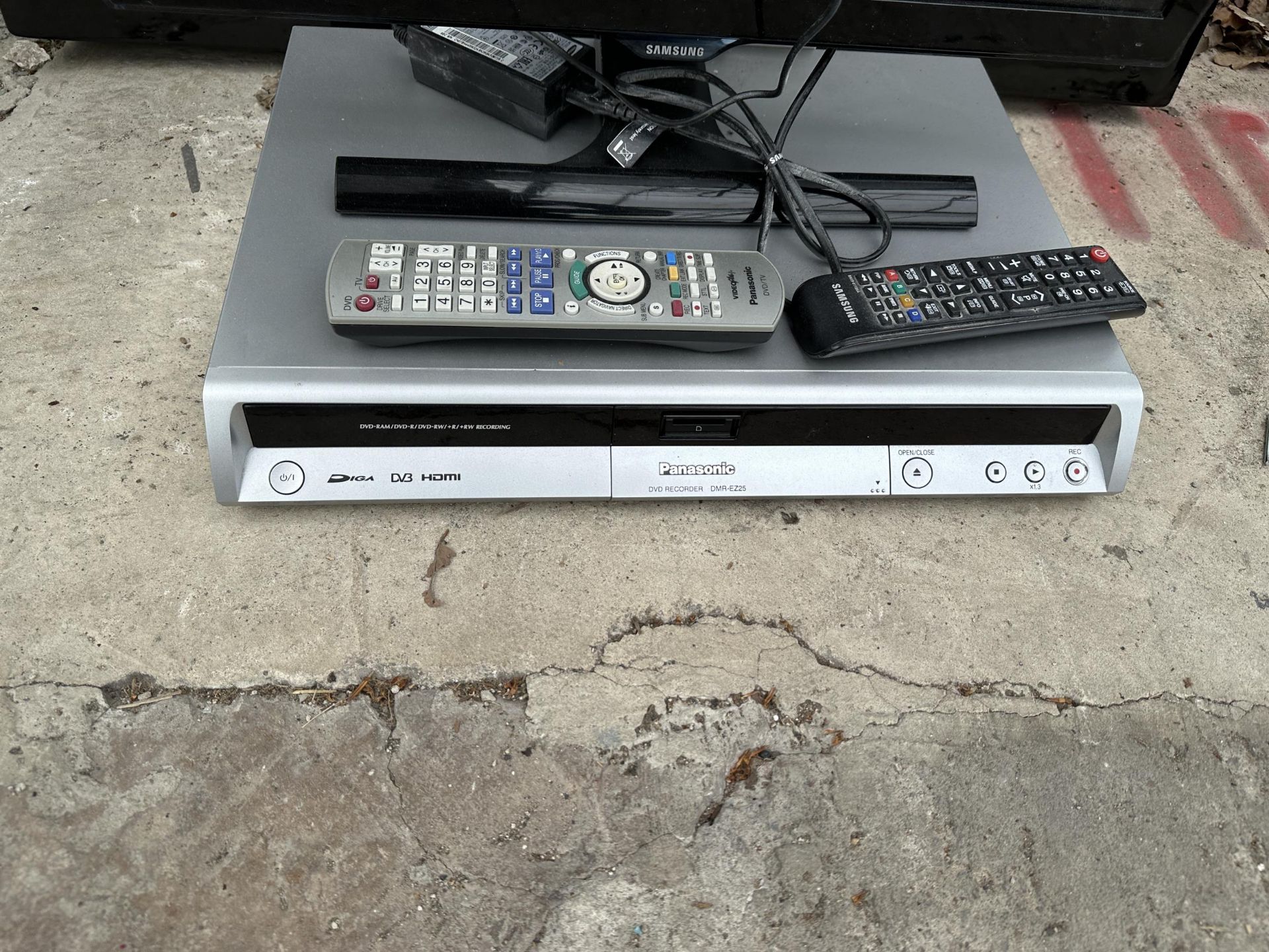 TWO TELEVISION TO INCLUDE A SAMSUNG AND A PANASONIC DVD RECORDER ALL WITH REMOTE CONTROLS - Image 2 of 6