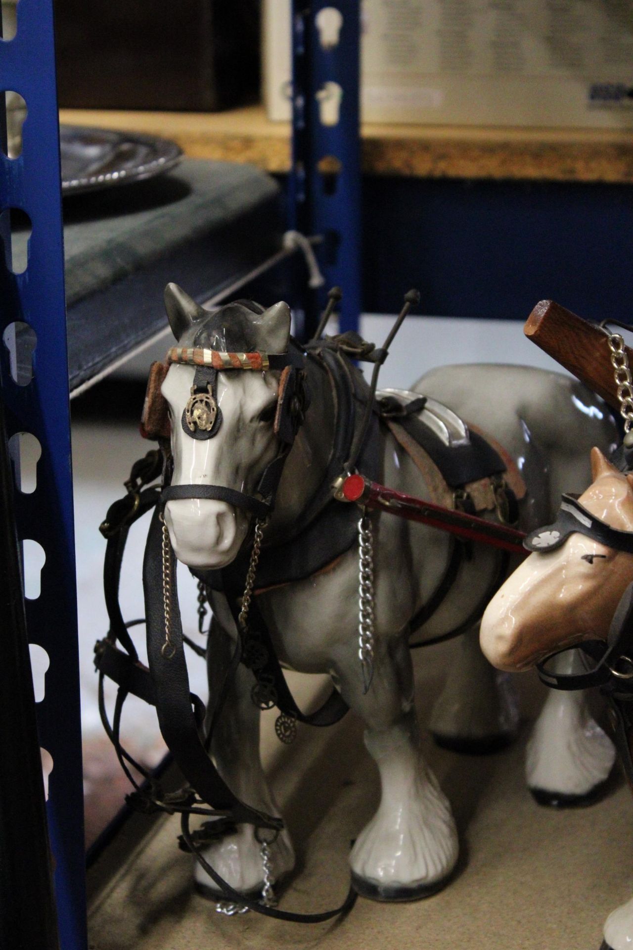 TWO VINTAGE SHIRE HORSE AND CARTS TOGETHER WITH TWO PUB HANDLES - Image 4 of 6