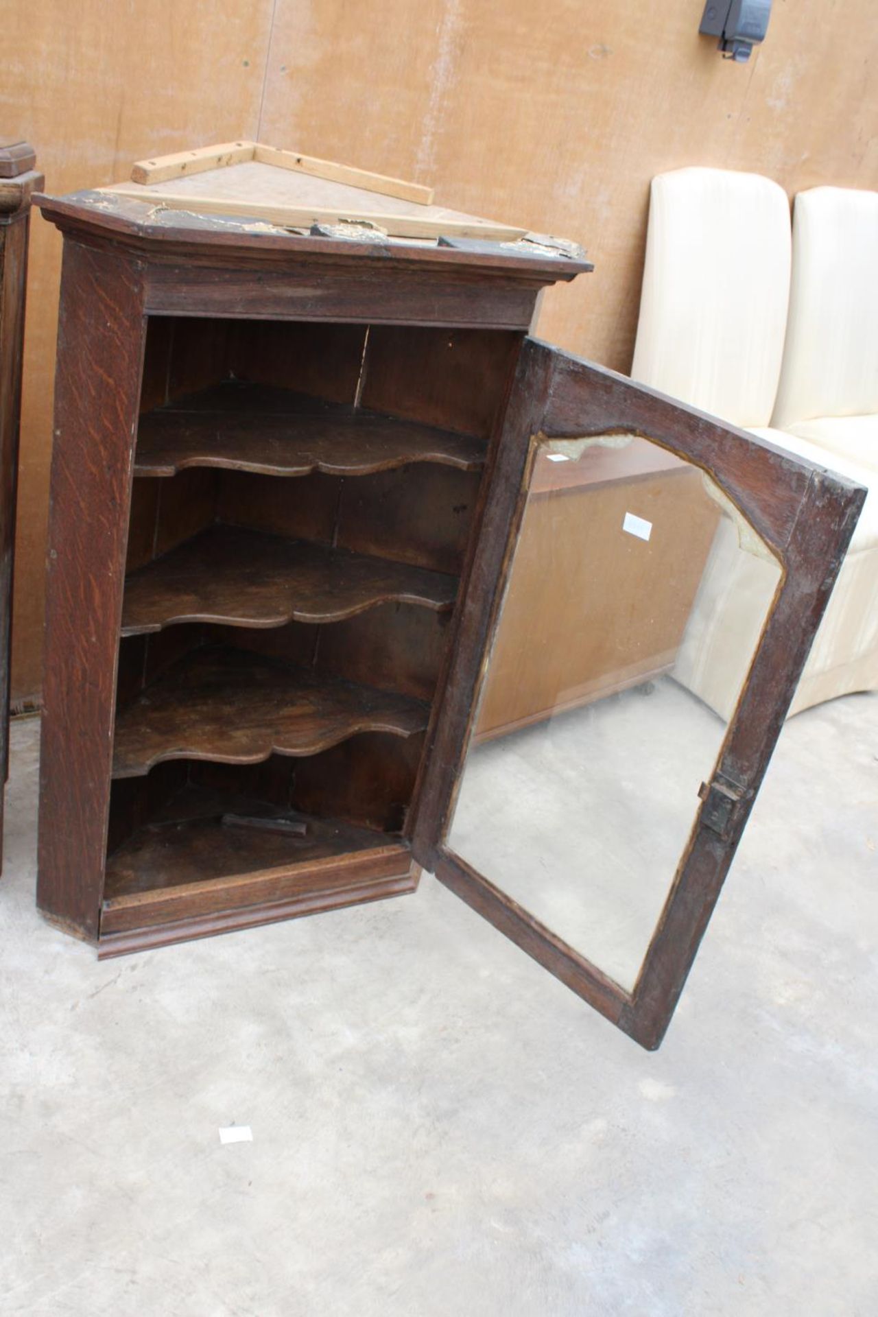 TWO OAK GEORGE III STYLE CORNER CUPBOARDS - Image 2 of 3