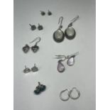 EIGHT PAIRS OF SILVER EARRINGS
