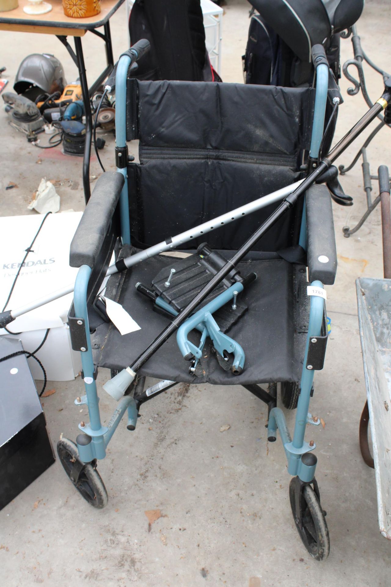 A WHEELCHAIR AND TWO WALKING STICKS - Image 2 of 2