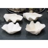 FOUR CERAMIC CLAM SHELL DISHES