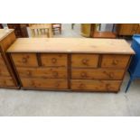 A MODERN PINE CHEST OF FOUR SHORT AND FOUR LONG DRAWERS, 66" WIDE