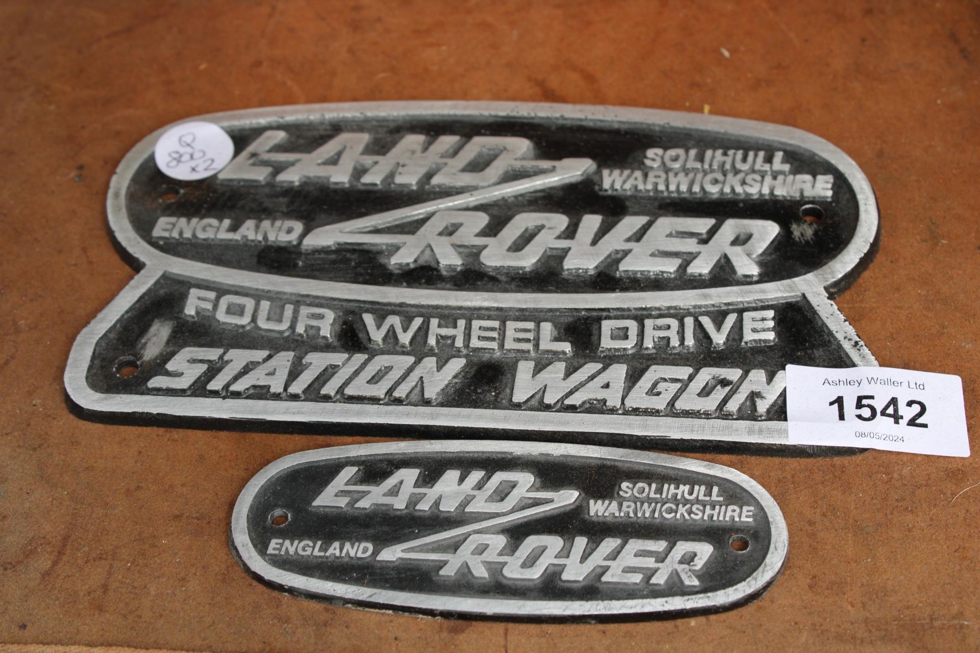 TWO CAST ALLOY LAND ROVER SIGNS