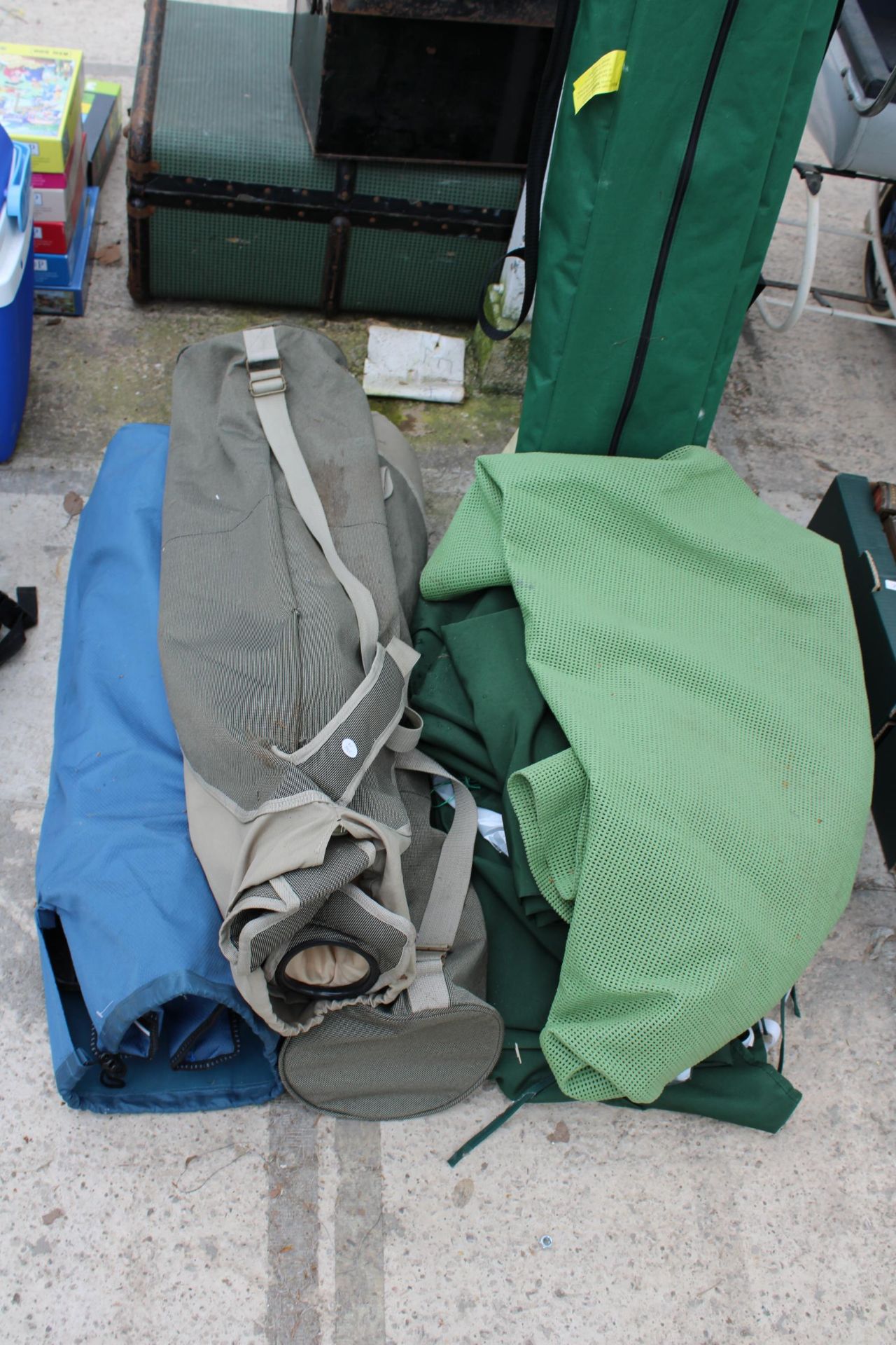 A LARGE FOLDING GAZEBO WITH CARRY CASE AND THREE FOLDING CAMPING CHAIRS - Image 2 of 2