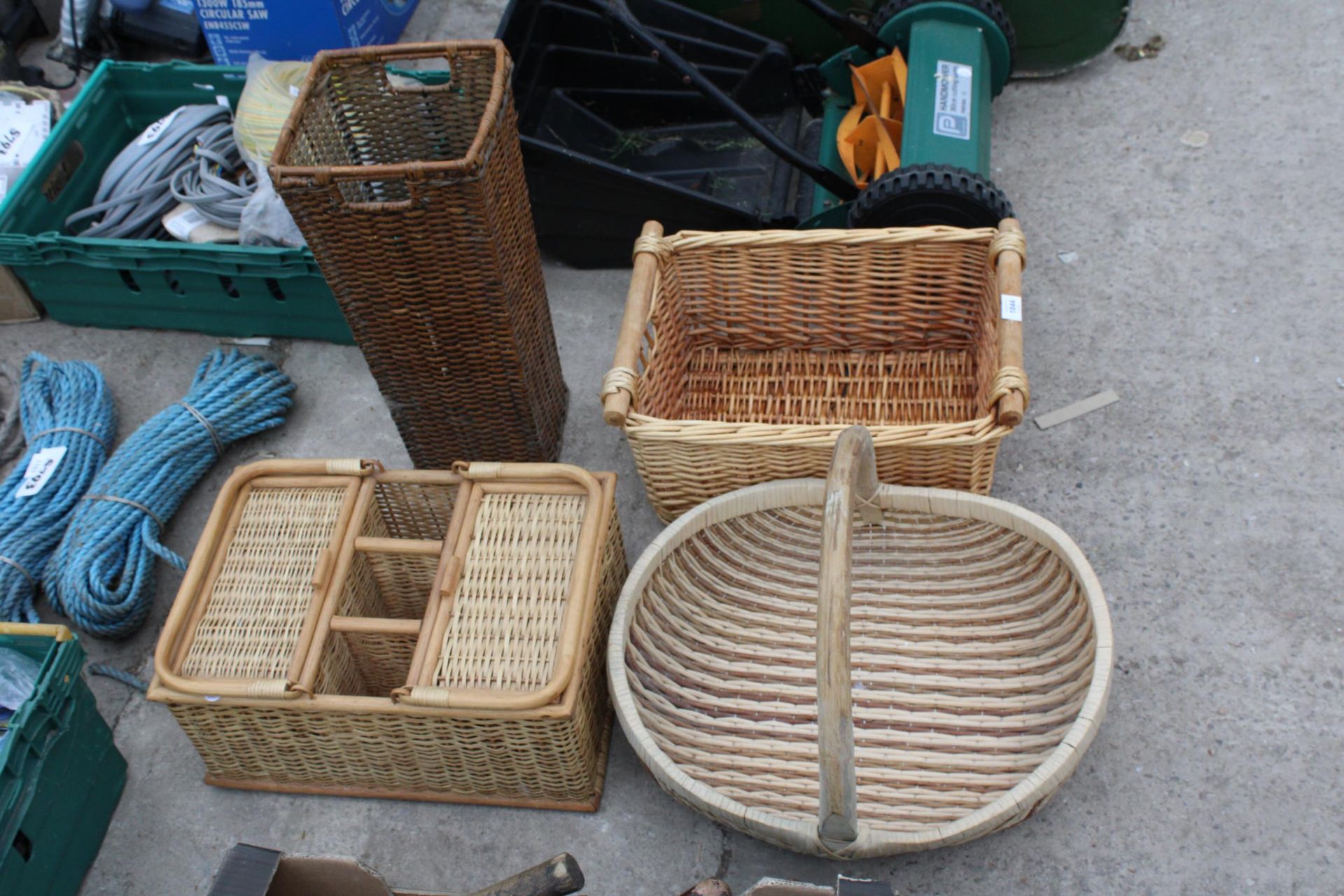 FOUR VARIOUS WICKER BASKETS - Image 2 of 2
