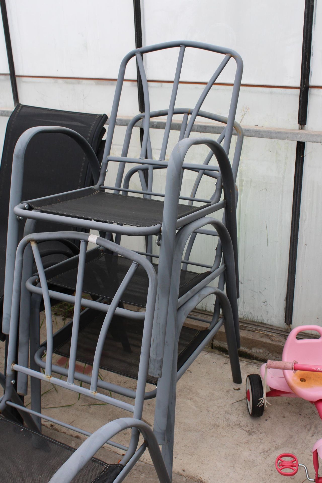 FOUR METAL FRAMED STACKING GARDEN CHAIRS - Image 3 of 3