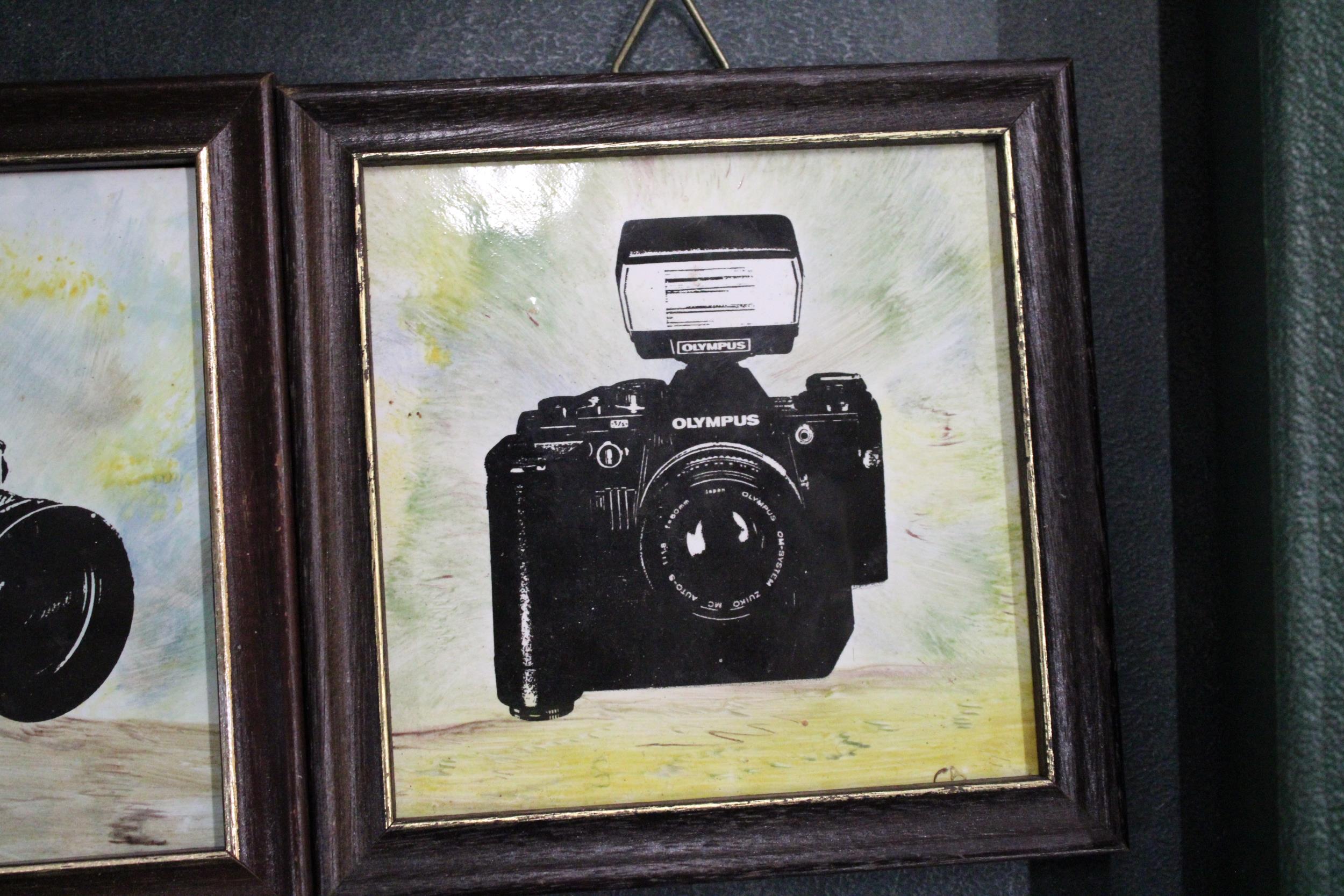 ASET OF THREE HAND PAINTED TILES OF CAMERAS - Image 4 of 5