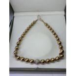 A 1980'S SILVER GILT SPHERE NECKLACE WITH DIAMANTE BALL IN A PRESENTATION BOX