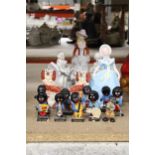 A COLLECTION OF FIGURES TO INCLUDE ROBERTSON'S BAND MEMBERS, SMALL STAFFORDSHIRE STYLE DOGS AND