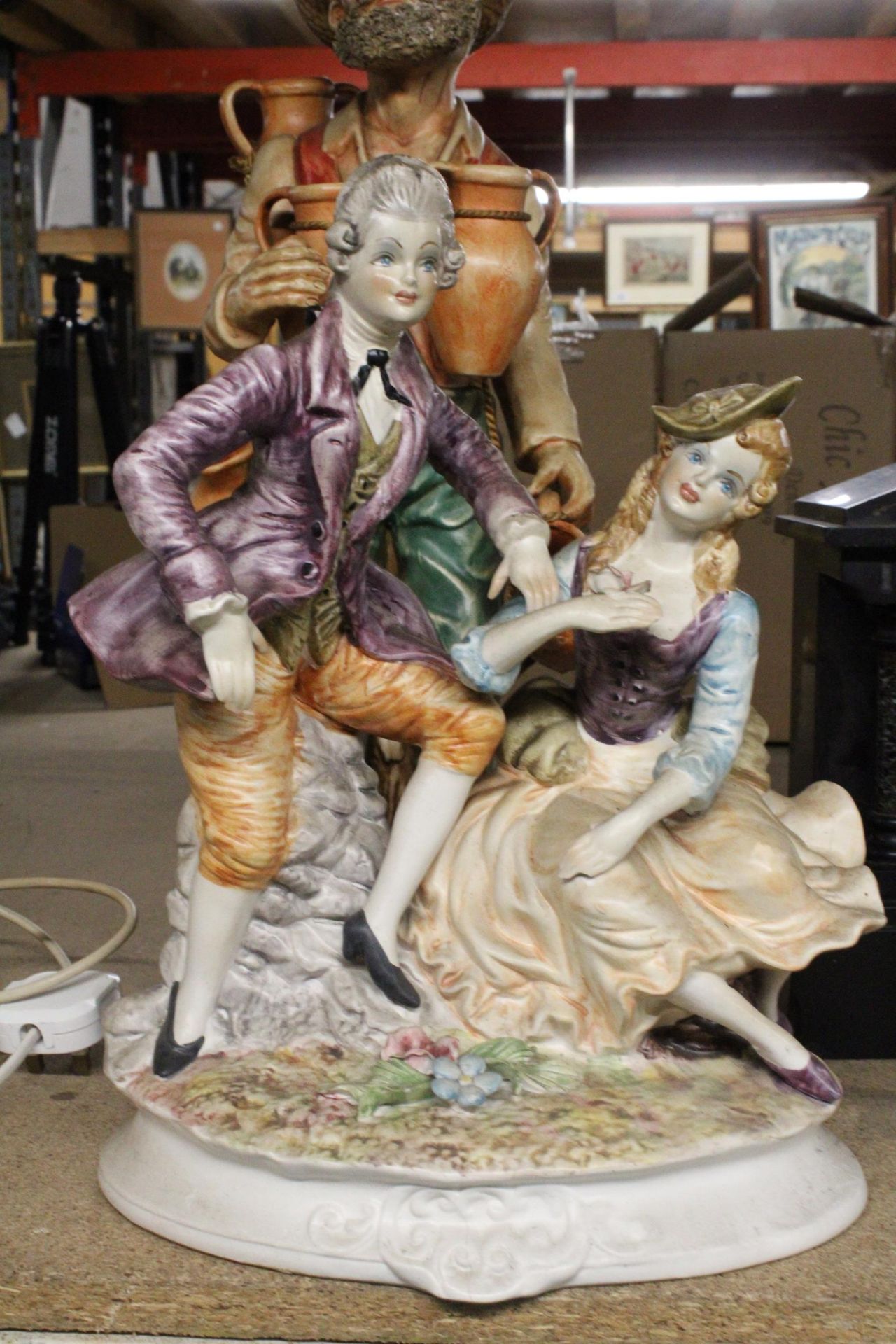 TWO LARGE CAPODIMONTE STYLE FIGURES - Image 2 of 7