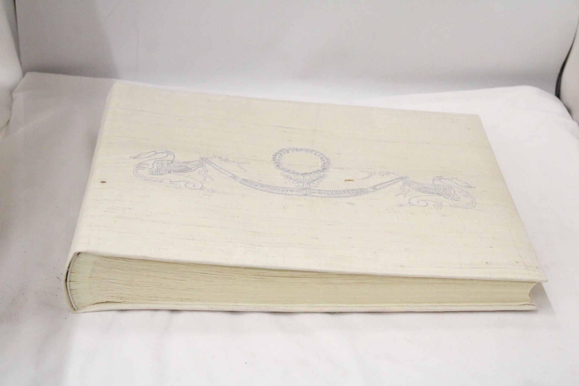 A LARGE PHOTOGRAPH ALBUM WITH AN EMBROIDERED SILK COVER - Image 3 of 4