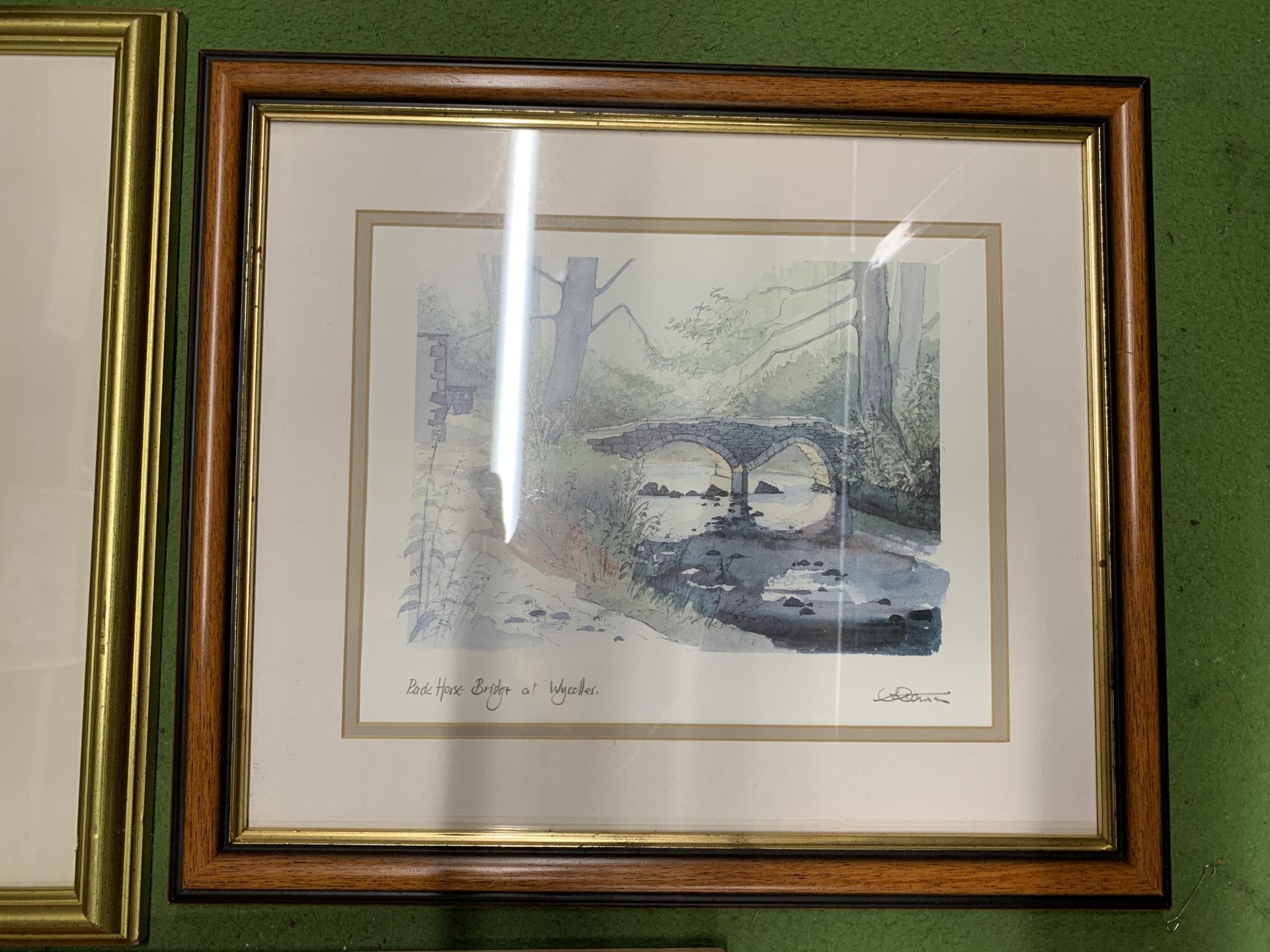 SIX FRAMED WATERCOLOURS AND PRINTS TO INCLUDE HEBDEN BRIDGE, BOATS, COUNTRY SCENES, ETC - Image 3 of 7