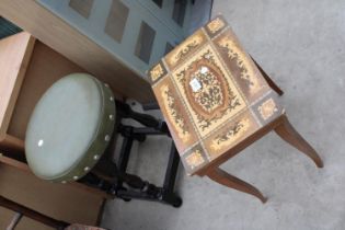 AN ITALIAN MUSICAL SEWING TABLE AND STOOL