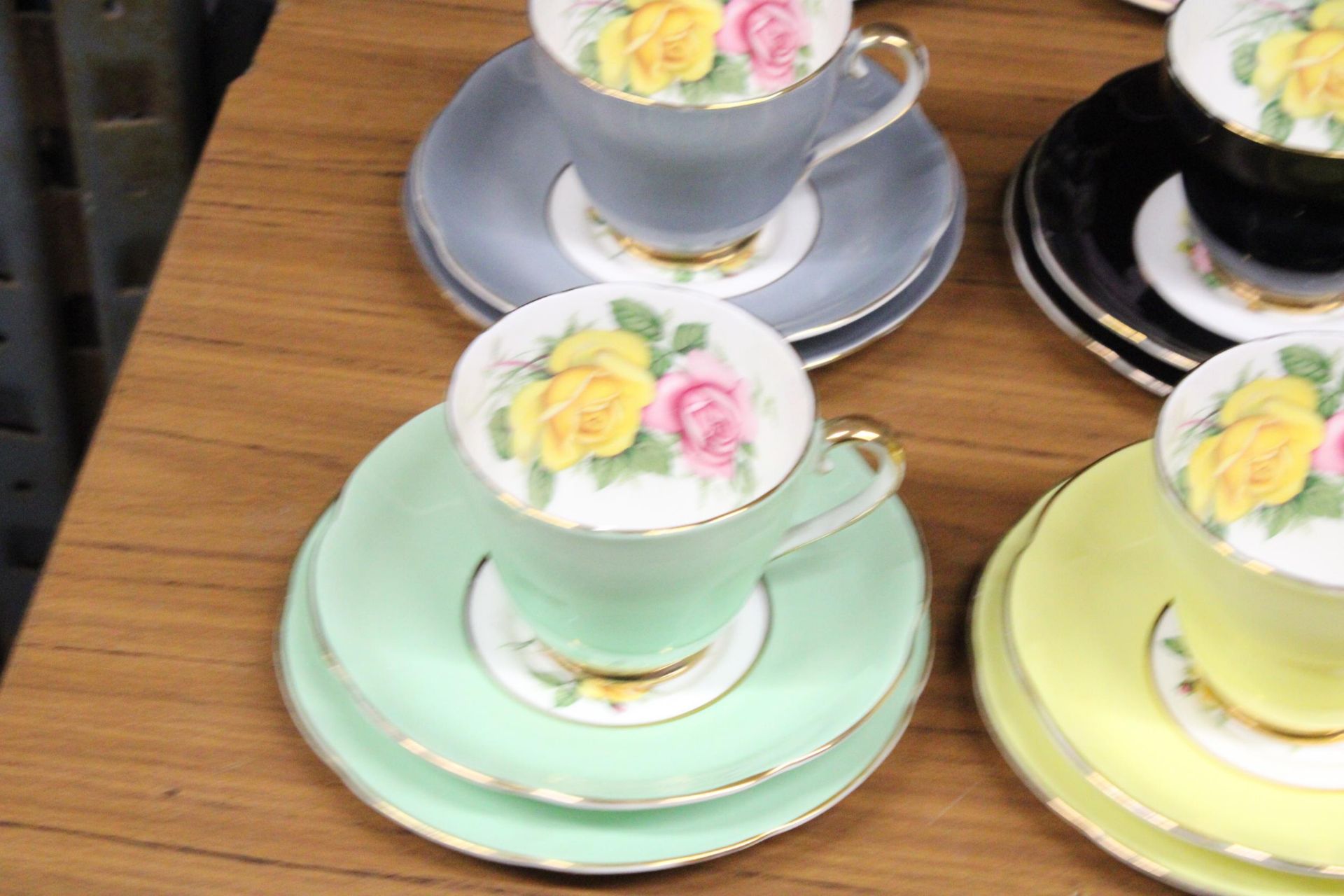 SIX IMPERIAL BONE CHINA TRIOS, SIX CHINA MUGS PLUS FIGURINES AND A BOXED ROYAL WORCESTER PIE FUNNEL - Image 3 of 6