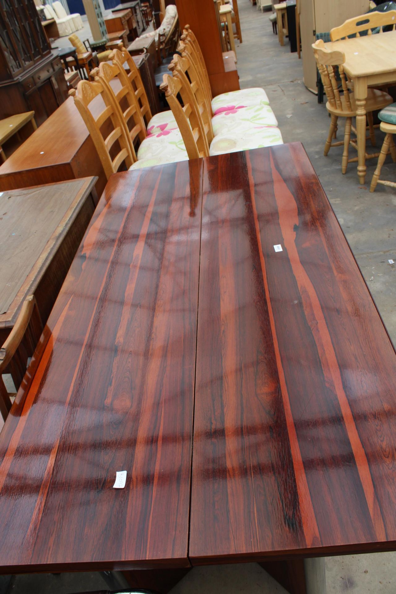 A RETRO HARDWOOD CONSOLE/DINING TABLE BY PIEFF WITH HINGED LID WITH CHROME MOUNTS, 71" X 35" - Image 4 of 4