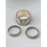 THREE HALLMARKED SILVER NAPKIN RINGS GROSS WEIGHT 41.35 GRAMS