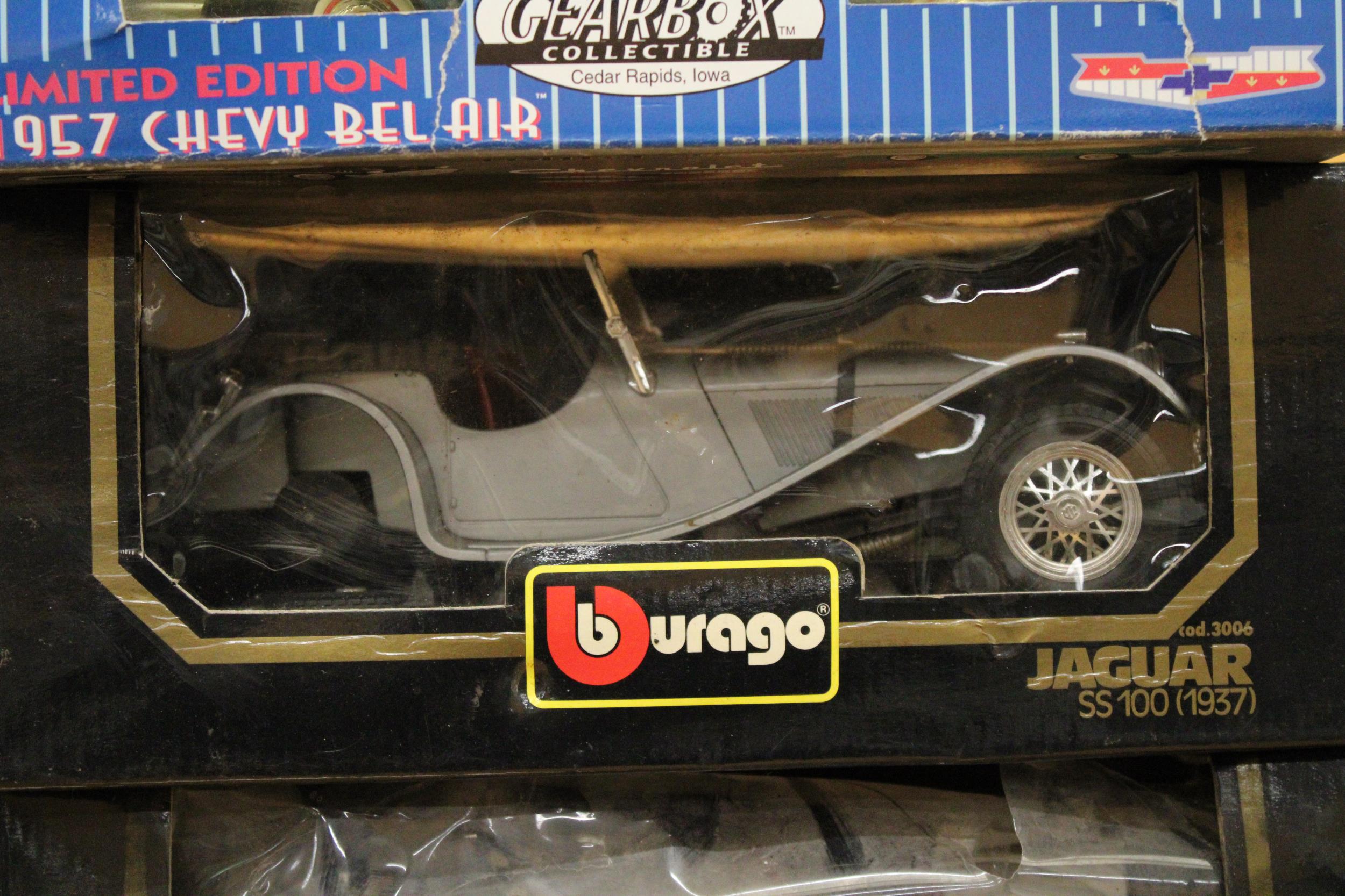 THREE VINTAGE BOXED TOY CARS TO INCLUDE A LIMITED EDITION 1947 CHEVY BEL AIR, JAGUAR AND A ALFA - Image 3 of 6