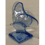A BACCARAT BLUE CRYSTAL BUTTERFLY - SIGNED