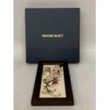 A BOXED MOORCROFT FRAMED PLAQUE "BUTTERWORTH" LIMITED EDITION 2/75