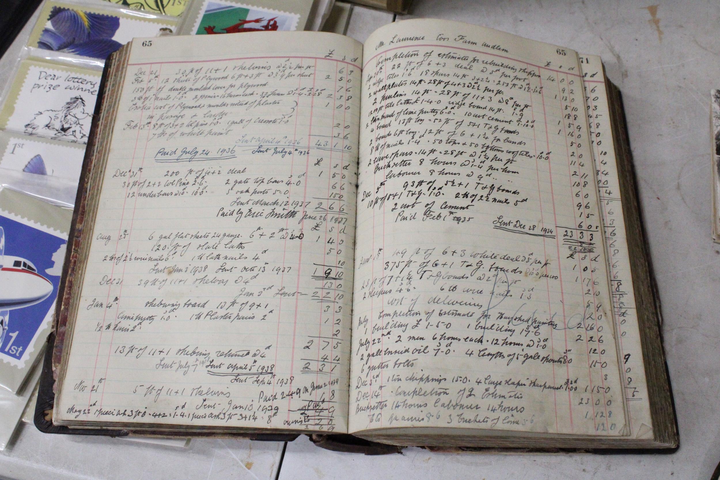 A VINTAGE 1930'S LEDGER FOR FARMS, ESTATES, ETC - Image 4 of 5