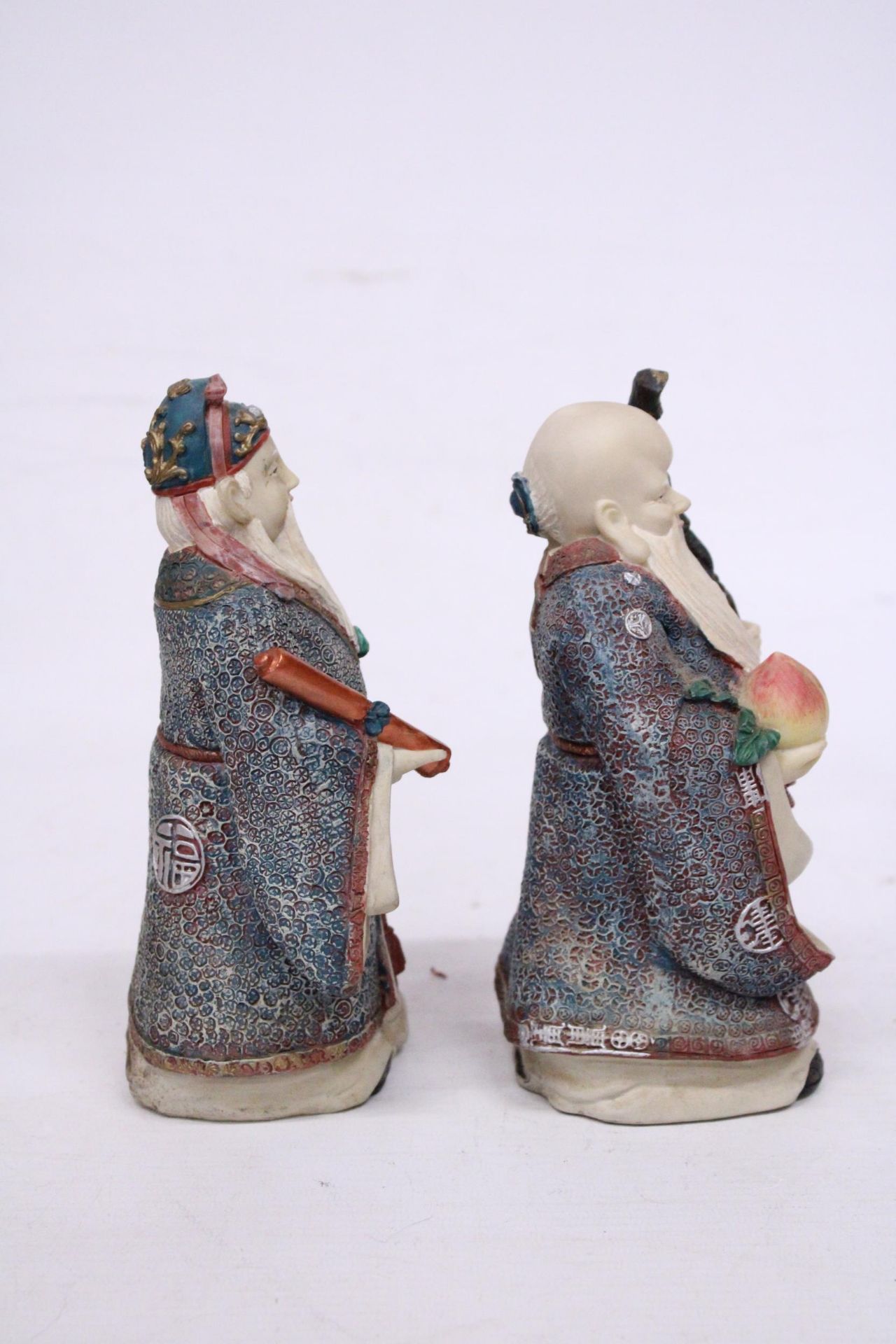 TWO HEAVY STONE MANDARIN FIGURES - 7 INCH (H) - Image 4 of 6