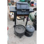 TWO CHARCOAL BBQS TO INCLUDE ONE WITH A TROLLEY
