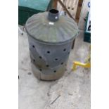 A METAL GARDEN FIRE BIN