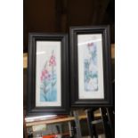 A PAIR OF SMALL FLORAL PRINTS, SIGNED JUDY BALL
