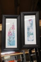 A PAIR OF SMALL FLORAL PRINTS, SIGNED JUDY BALL