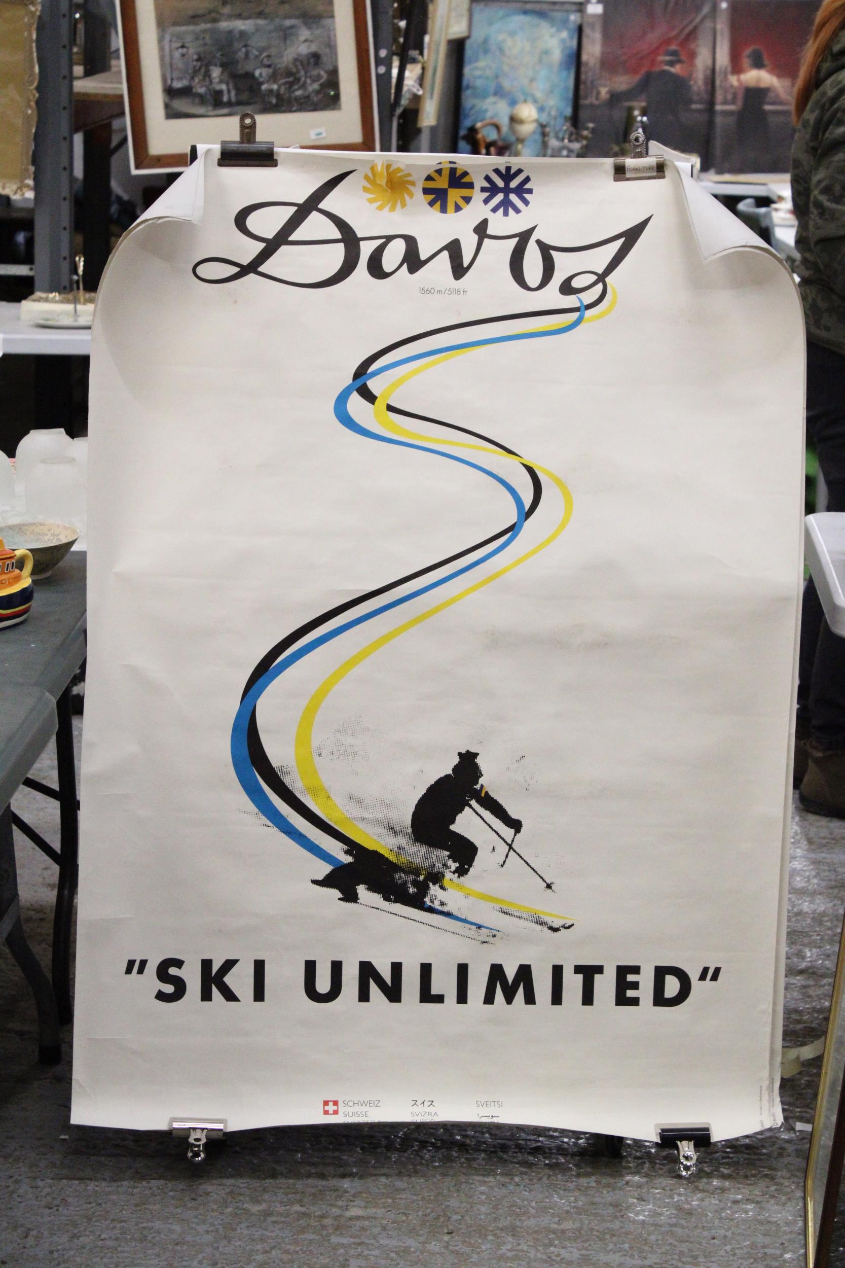 TWO VERY LARGE, SWISS, 'SKI UNLIMITED' POSTERS