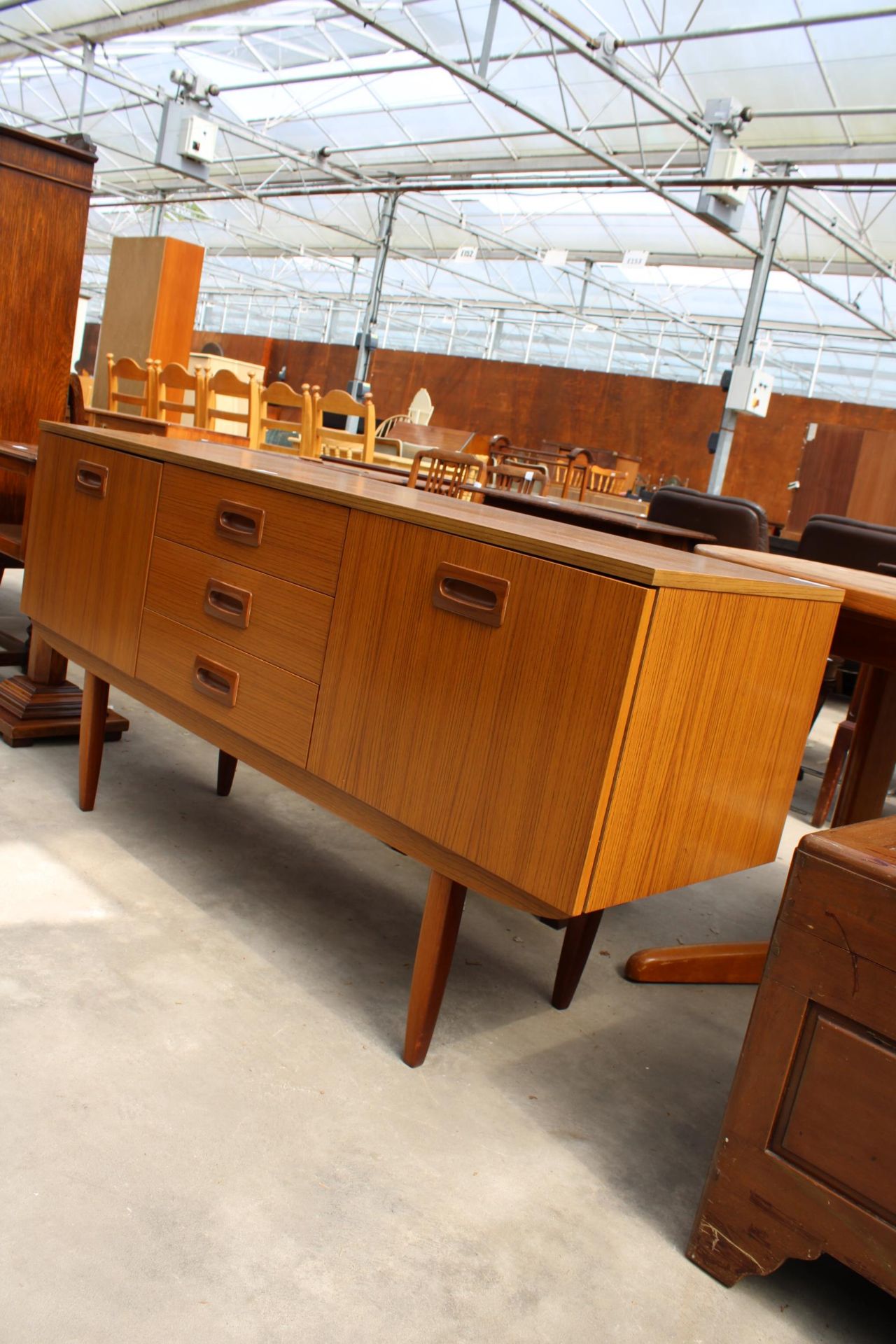 A RETRO TEAK EFFECT SIDEBOARD/COCKTAIL CABINET, 59" WIDE - Image 2 of 3