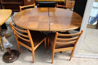 A OVULAR DINING TABLE AND FOUR SCHREIBER DINING CHAIRS