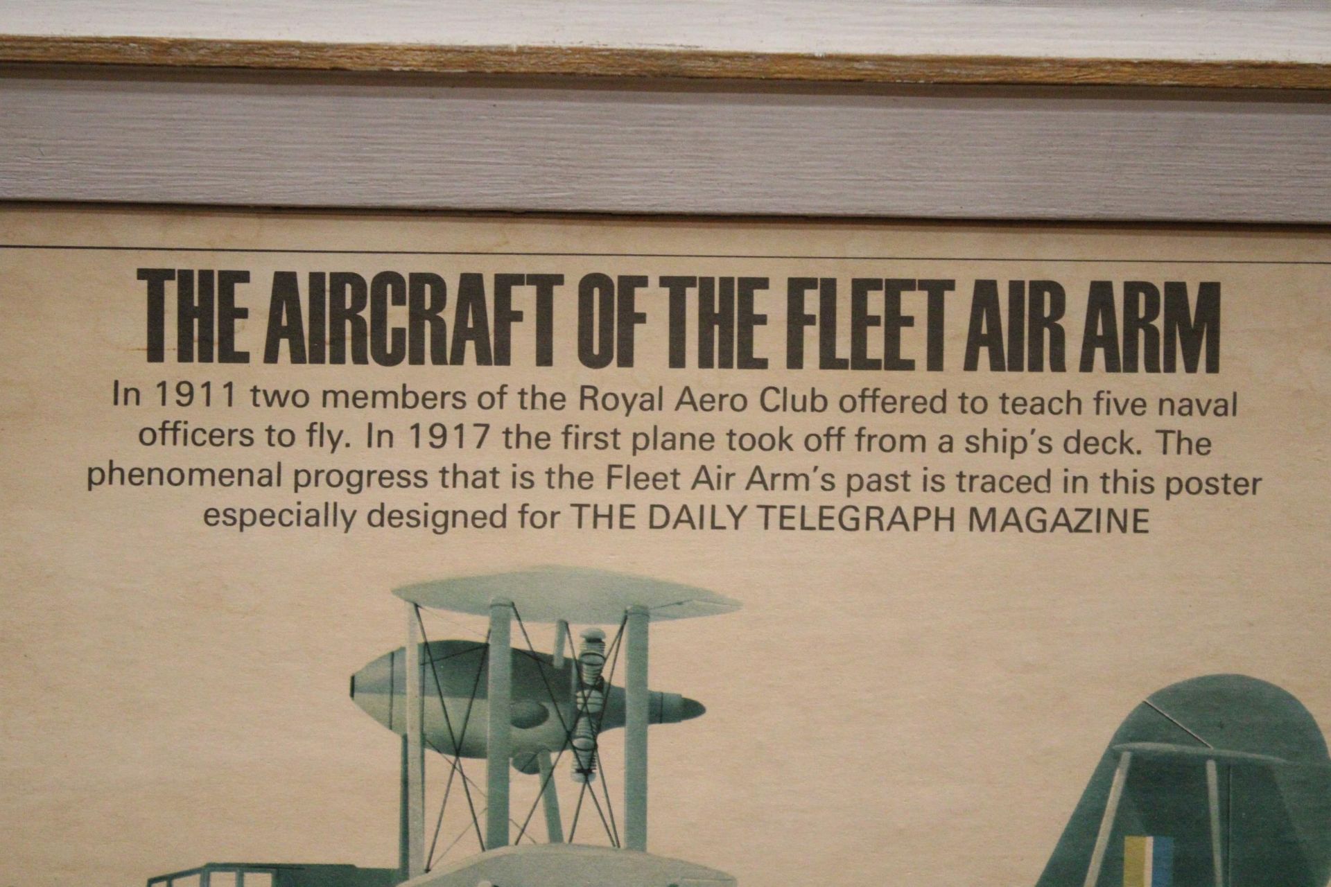 A FRAMED VINTAGE PRINT, 'THE AIRCRAFT OF THE FLEET AIR ARM', 84CM X 58CM - Image 2 of 4