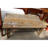 A PAIR OF MODERN GARDEN BENCHES, 53" X 16" EACH