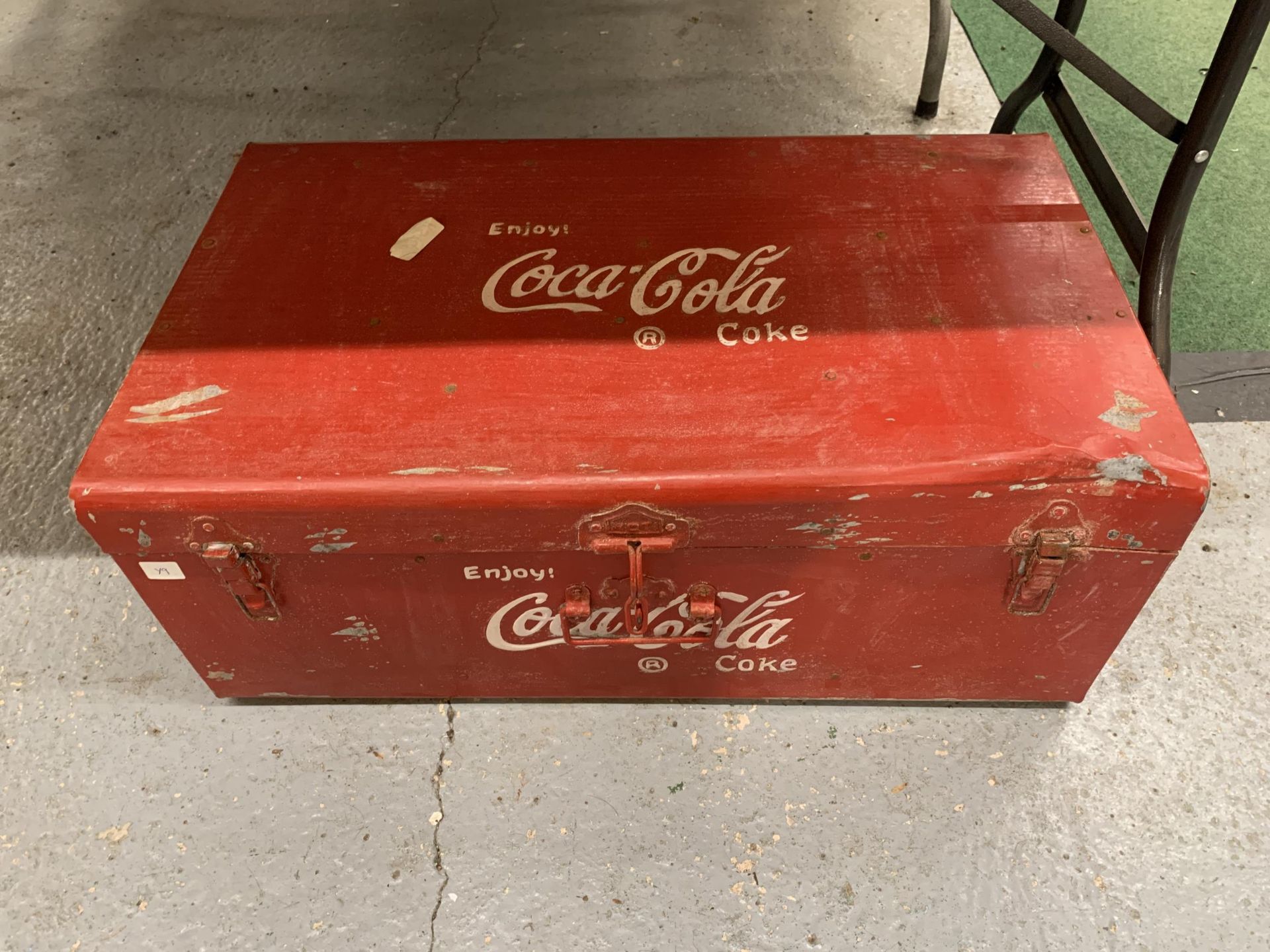 A LARGE RED COCA-COLA COOL BOX