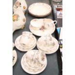 A QUANTITY OF VINTAGE TEAWARE TO INCLUDE, EMPIRE, CAKE PLATE, SUGAR BOWL, CREAM JUG, CUPS, SAUCERS