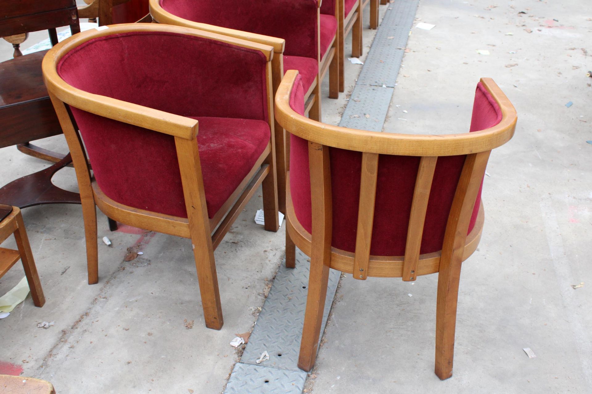 A SET OF FIVE FOREMOST FURNITURE UPHOLSTERED TUB CHAIRS - Image 4 of 6