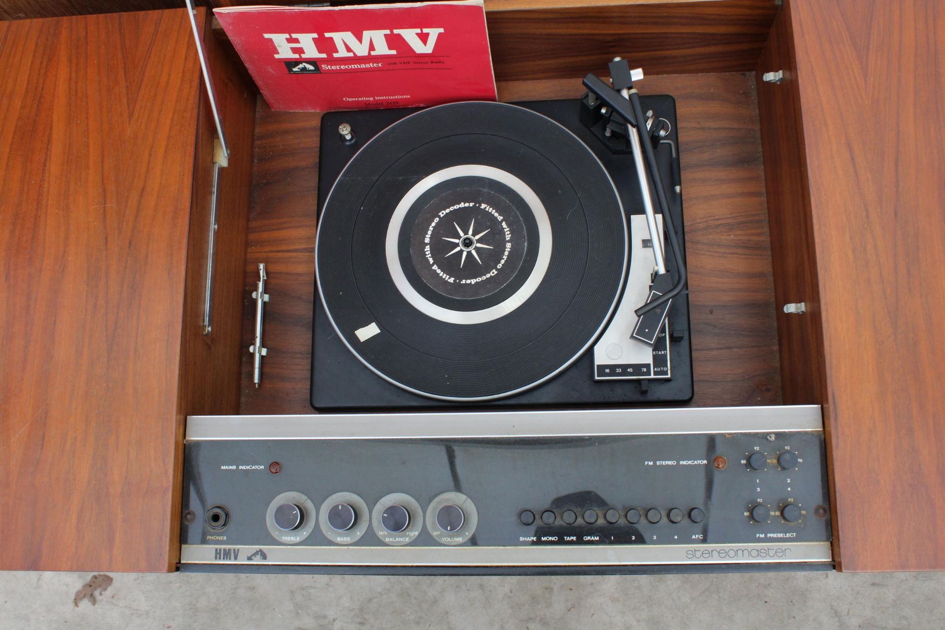 A RETRO TEAK H.M.V. STEREOMASTER RADIOGRAM, 38.5" WIDE - Image 3 of 4