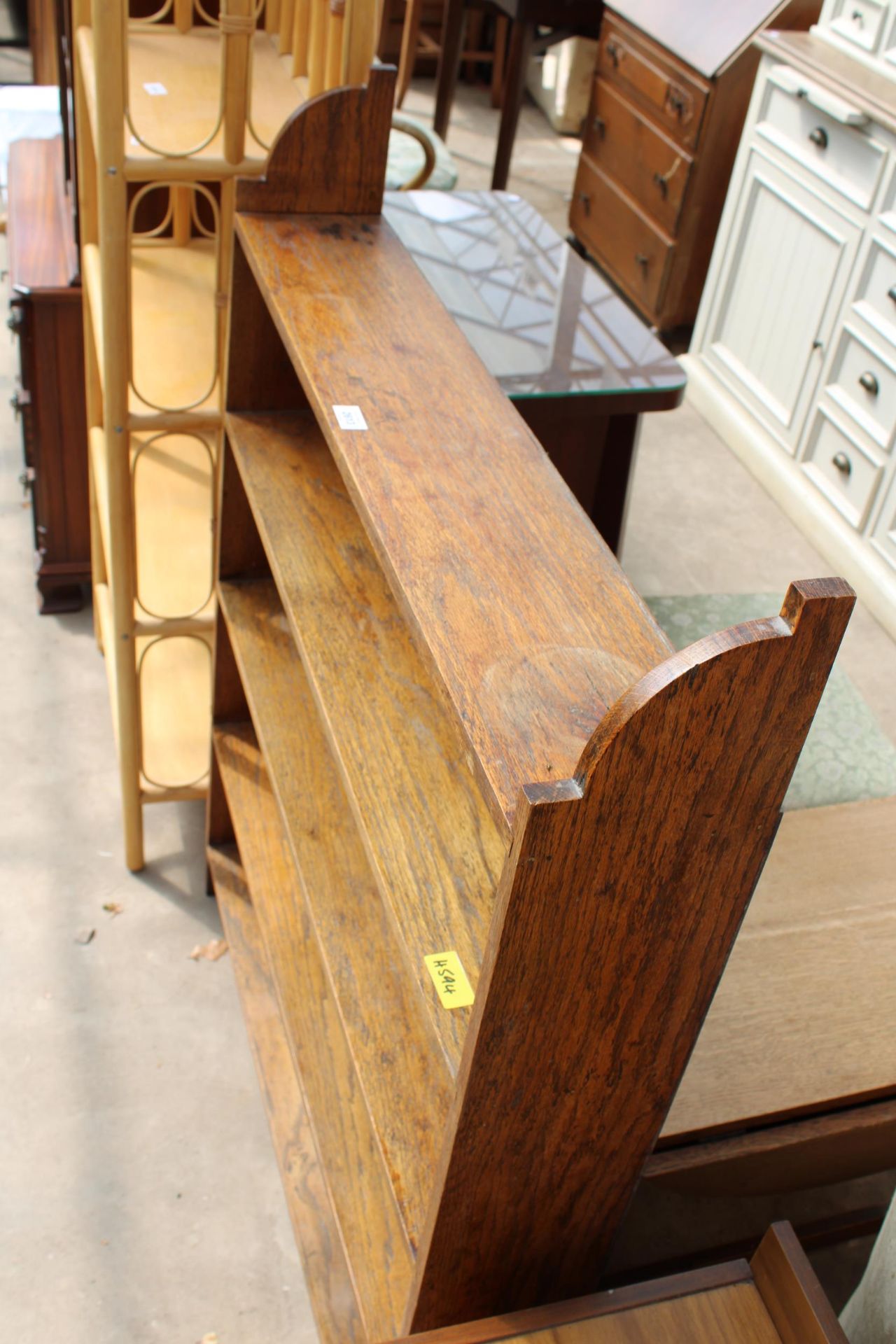 A MID 20TH CENTURY OAK FOUR TIER OPEN BOOKCASE, 37" WIDE - Image 2 of 3