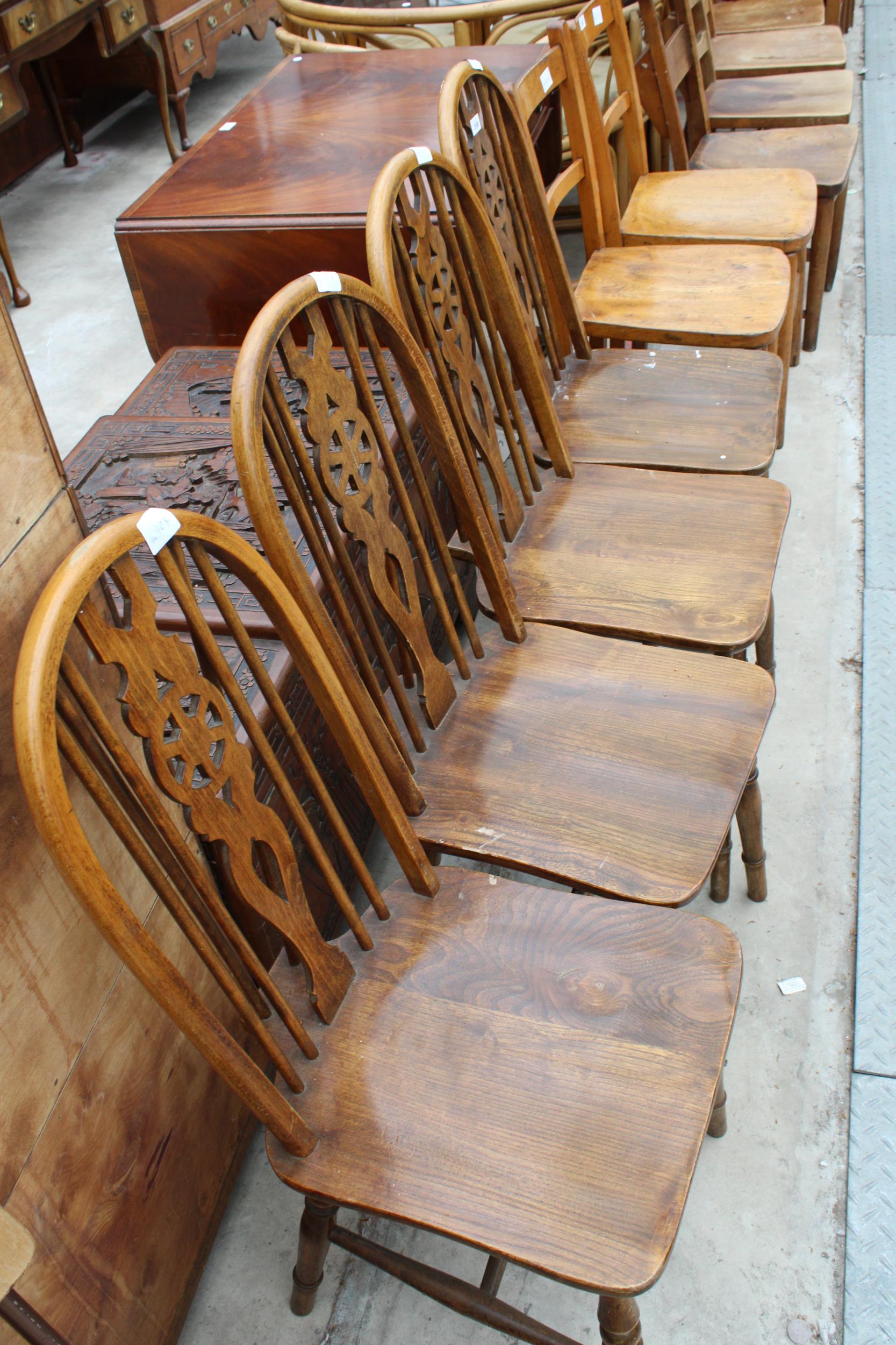 A SET OF FOUR MODERN WHEEL-BACK DINING CHAIRS - Image 3 of 3