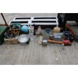 AN ASSORTMENT OF ITEMS TO INCLUDE VANITY CASES, BOOTS AND GLASSWARE ETC