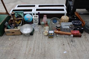 AN ASSORTMENT OF ITEMS TO INCLUDE VANITY CASES, BOOTS AND GLASSWARE ETC