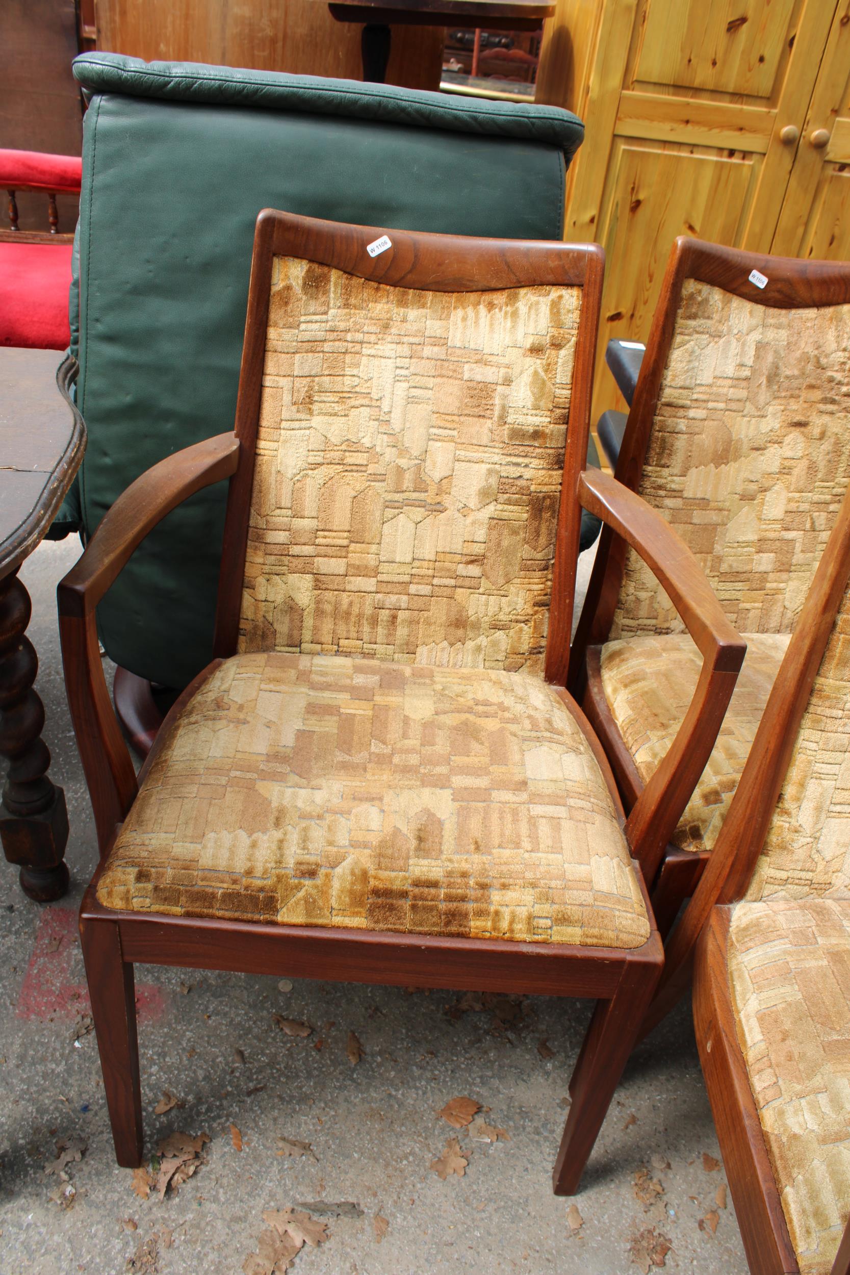 A SET OF SIX RETRO TEAK G.PLAN DINING CHAIRS, TWO BEING CARVERS - Image 2 of 3
