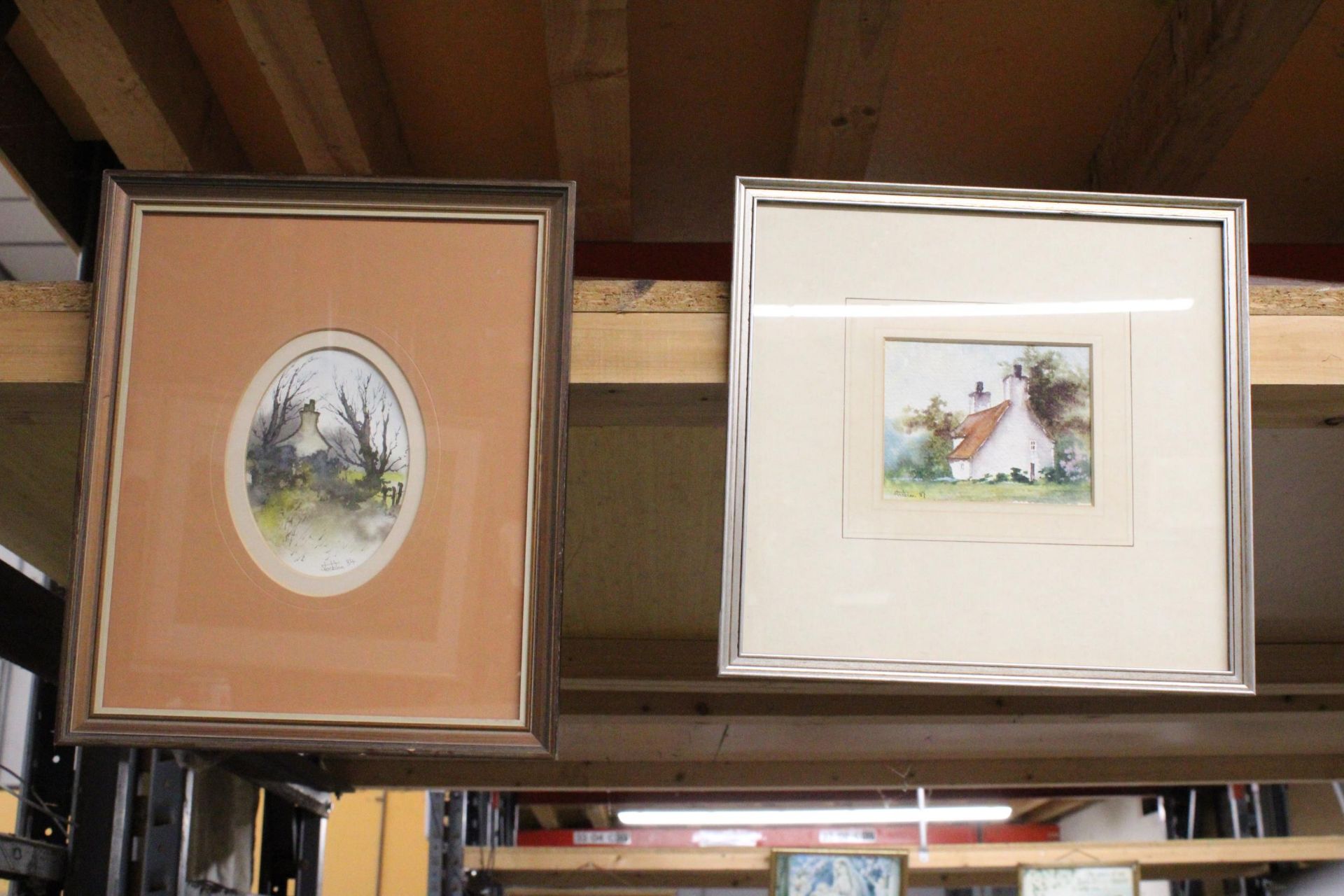 TWO FRAMED WATERCOLOURS OF COUNTRY COTTAGES, SIGNED STOCKTON '84