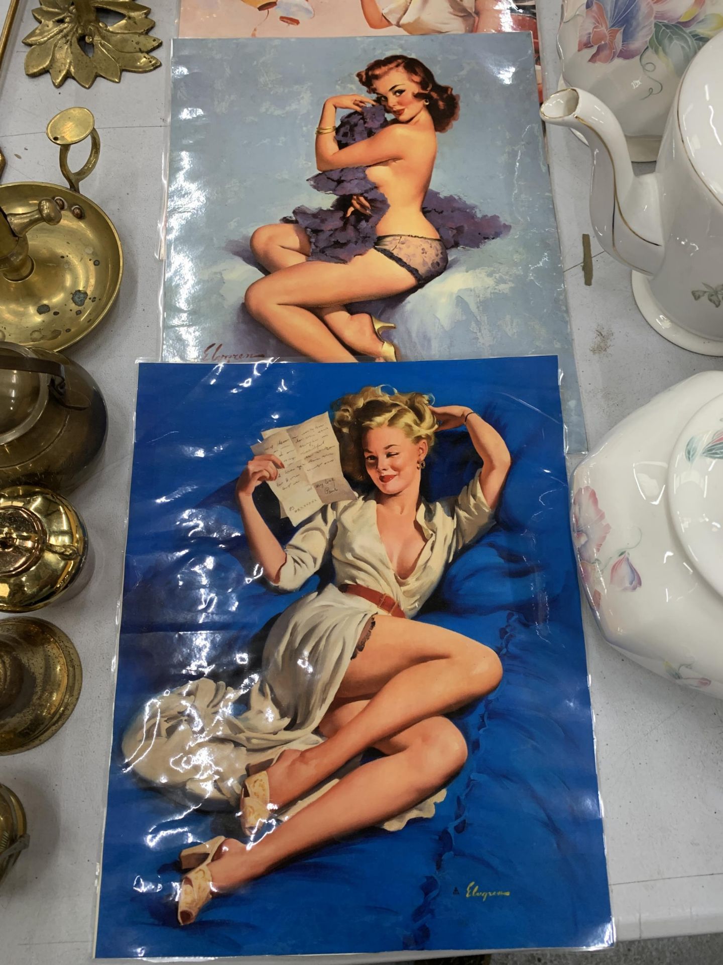 SEVEN VINTAGE PIN-UP GIRL PRINTS BY THE FRENCH ARTIST GIL ELVGREN - Image 3 of 5