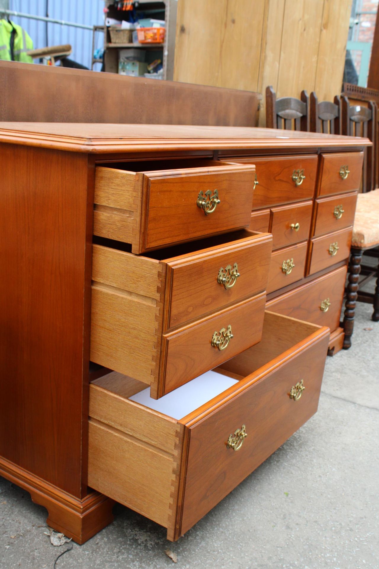 A YOUNGER CHEST ENCLOSING NINE VARIOUS SIZED DRAWERS, 57" WIDE - Image 2 of 5