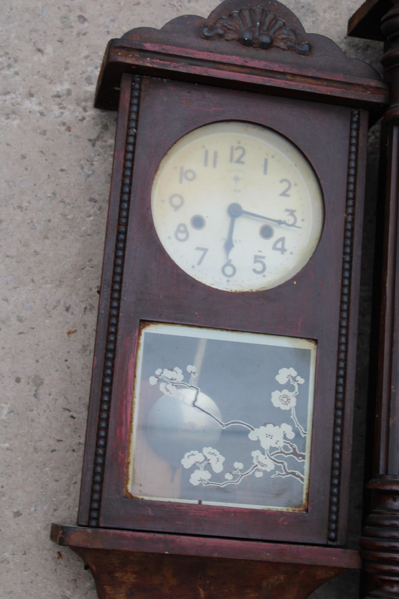 TWO VINTAGE WOODEN CASED WALL CLOCKS - Image 2 of 3